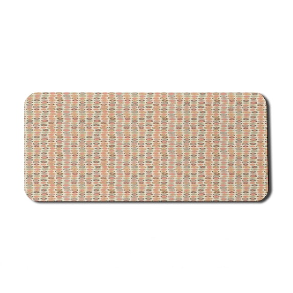 Love Computer Mouse Pad, Cartoon Style Romantic Pastel Tone Rounds and Hearts Doodle Like Drawings, Rectangle Non-Slip Rubber Mousepad X-Large, 35" x 15", Coral Pale Sage Green, by Ambesonne