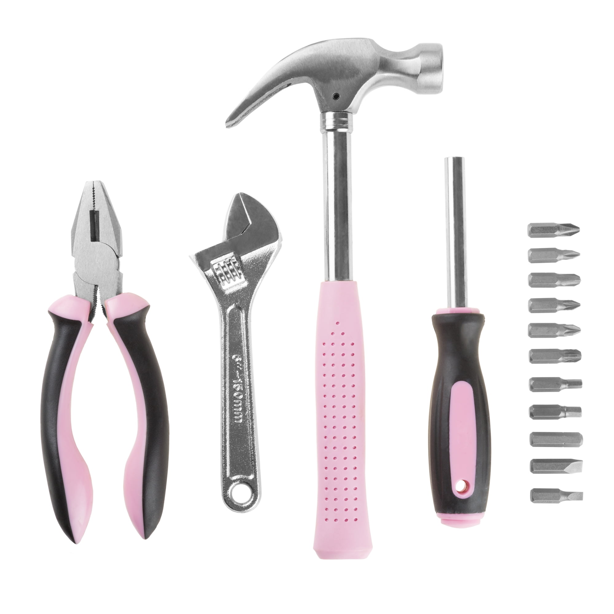 Stalwart 15-Piece Household Hand Tools Set with Carrying Case (Pink)