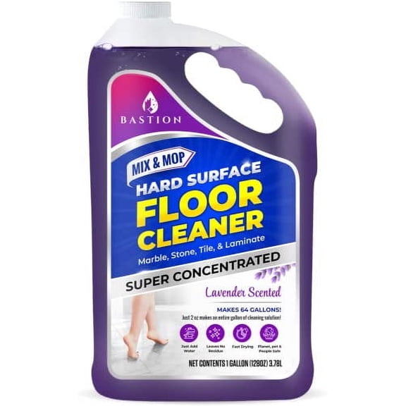 Hard Surface Floor Cleaner Concentrate Liquid for Marble, Stone, Granite, Tile, Vinyl, Laminate, & Linoleum  - Lavender Scent, 1-Gallon