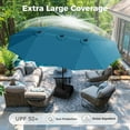 thumbnail image 3 of Alpha Joy 15ft Extra Large Outdoor Patio Double-Sided Umbrella with Solar Lights & Umbrella Base, Cerulean, 3 of 6