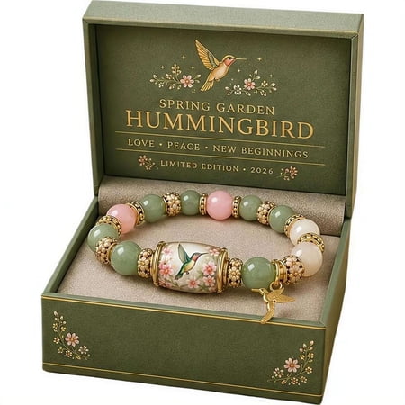 2026 Love Peace Spring Hummingbird Blessings Bracelet with Gift Box for Women,Inspirational Beaded Stretch Bracelet Love Peace Spring Bird Jewelry Gift for Her