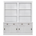 thumbnail image 5 of Harper & Bright Designs Tall Wood Bookshelf Set of 2, Bookcases with Glass Doors and Drawers, 2 Pieces Storage Bookcase with LED Lighting and Sliding Doors, White, 5 of 18