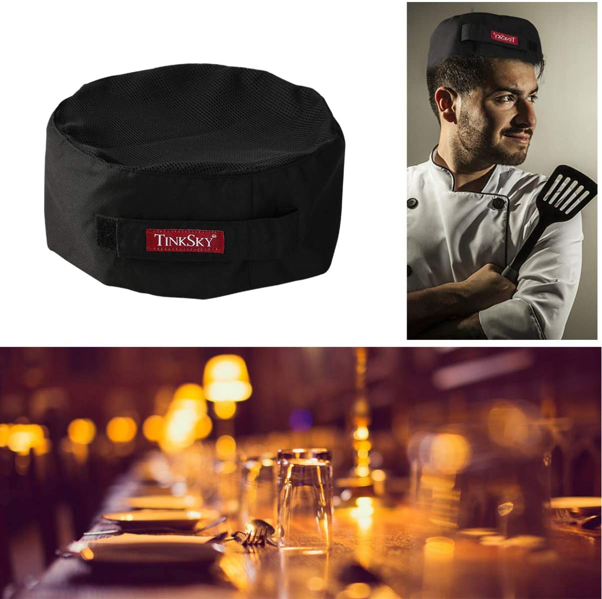 Chefs Hat Mesh Top Skull Cap 