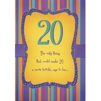 Designer Greetings Purple and Silver Foil Frame on Yellow Age 20 / 20th Birthday Card
