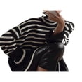 thumbnail image 2 of Women‘s Mock neck Sweaters Casual Long Sleeves Striped Print Color Block/Solid Color Side Split Loose Fit Knitted Tops, 2 of 5