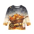 thumbnail image 2 of Retro Halloween Shirts for Toddler Girls Boys Ghost Pumpkin Graphic Shirts Crewneck 3/4 Sleeve Halloween Tees 2-13 Years, 2 of 5