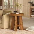 thumbnail image 3 of Solid Wood Round End Table, Farmhouse Round Side Table with Heavy-Duty Legs for Living Room, Small Spaces, Brown, 3 of 6