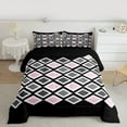 thumbnail image 2 of Castle Fairy Minimalist Checkered Twin Comforter Sets,Black Pink Grey Bedding Set, 2 of 8