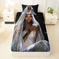 thumbnail image 3 of Castle Fairy Glam Black Woman Twin Sheets 3pcs,Glitter Stars Print Bedding,Silver,1 Fitted Sheet, 1 Flat Sheet and 1 Pillowcase, 3 of 6