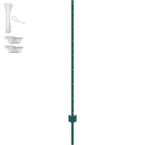 KFFKFF 5-Foot Fence Post, Pack of 10 U-Channel Durable Metal Stakes, Reliable Steel Posts for Garden, Yard, Lawn, Farms, and Outdoor Wire Fencing, Green