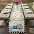 thumbnail image 4 of Black Plaid Easter Table Runner - 108 Inch Long Truck Spring Floral Bunny Animals Rustic Cotton and Linen Blended Dress Scarves Farmhouse Table Runner for Kitchen Dining, Coffee Table, 13" x 108", 4 of 8