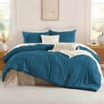 thumbnail image 2 of Teal Comforter Set King Size, Boho Soft Warm Tufted Bedding Comforter Sets for King Size Bed, 3 Pieces Aesthetic Chevron Farmhouse Cute Bohemian Textured Bedding Set, 2 of 7