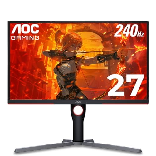 AOC CQ27G3Z 27" Curved Gaming Monitor, QHD 2K 2560x1440, 1000R VA, 240Hz 0.5ms, FreeSync Premium, Height Adjustable Stand, Xbox PS5 Switch, 3-Year Zero-Bright-dot,Black