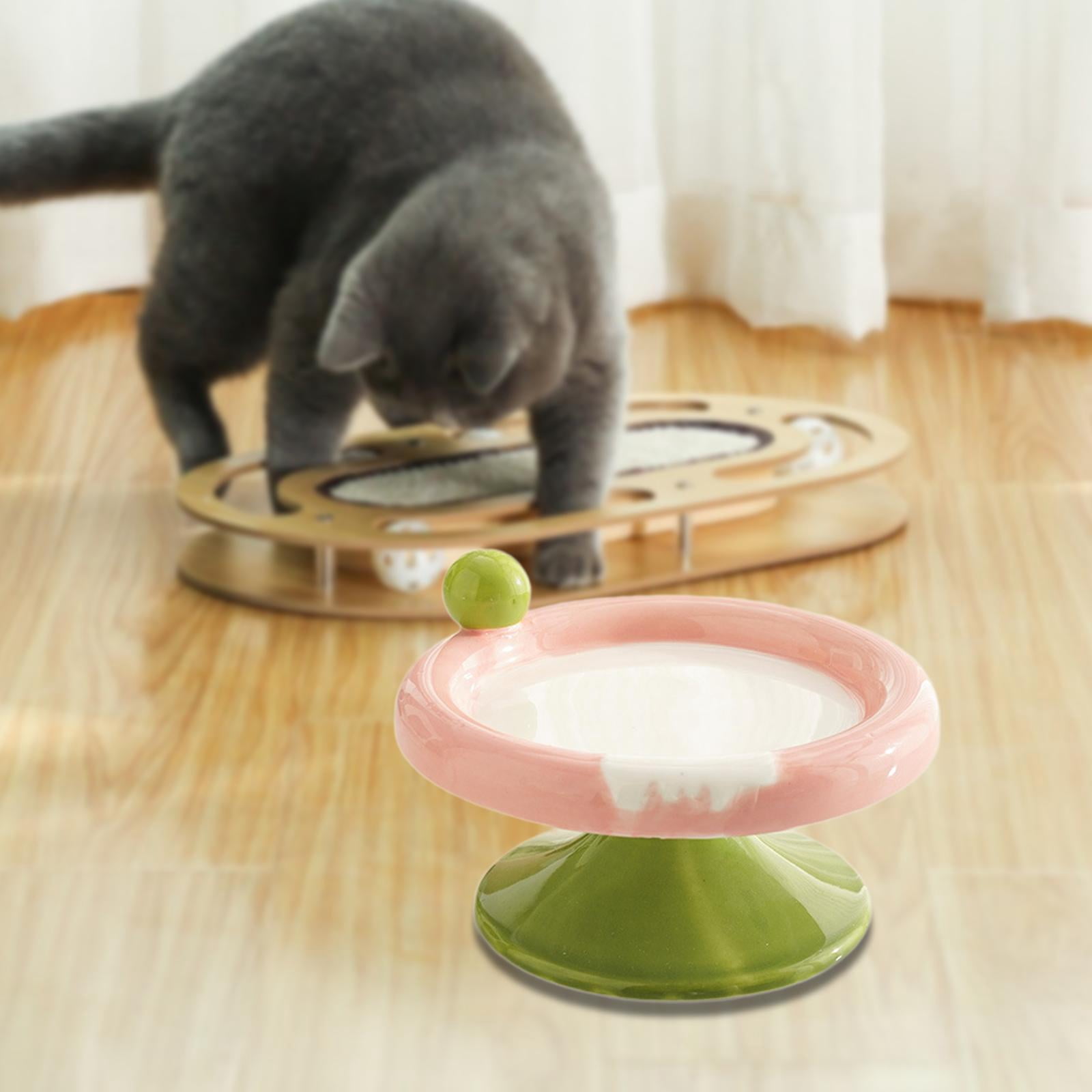 Serenable Ceramic Raised Cat Bowl Elevated Food Water Bowl small red green