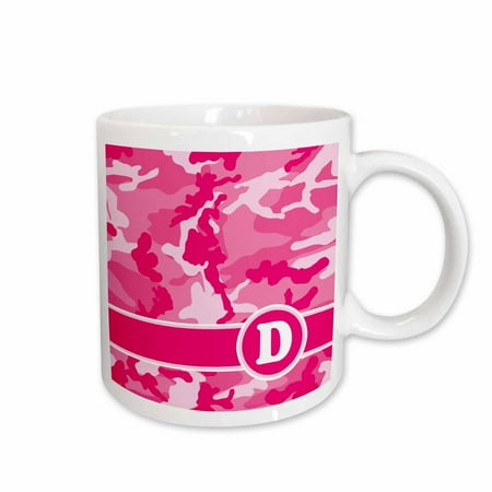 

3dRose Cute Pink Camo Camouflage Letter D Ceramic Mug 15-ounce
