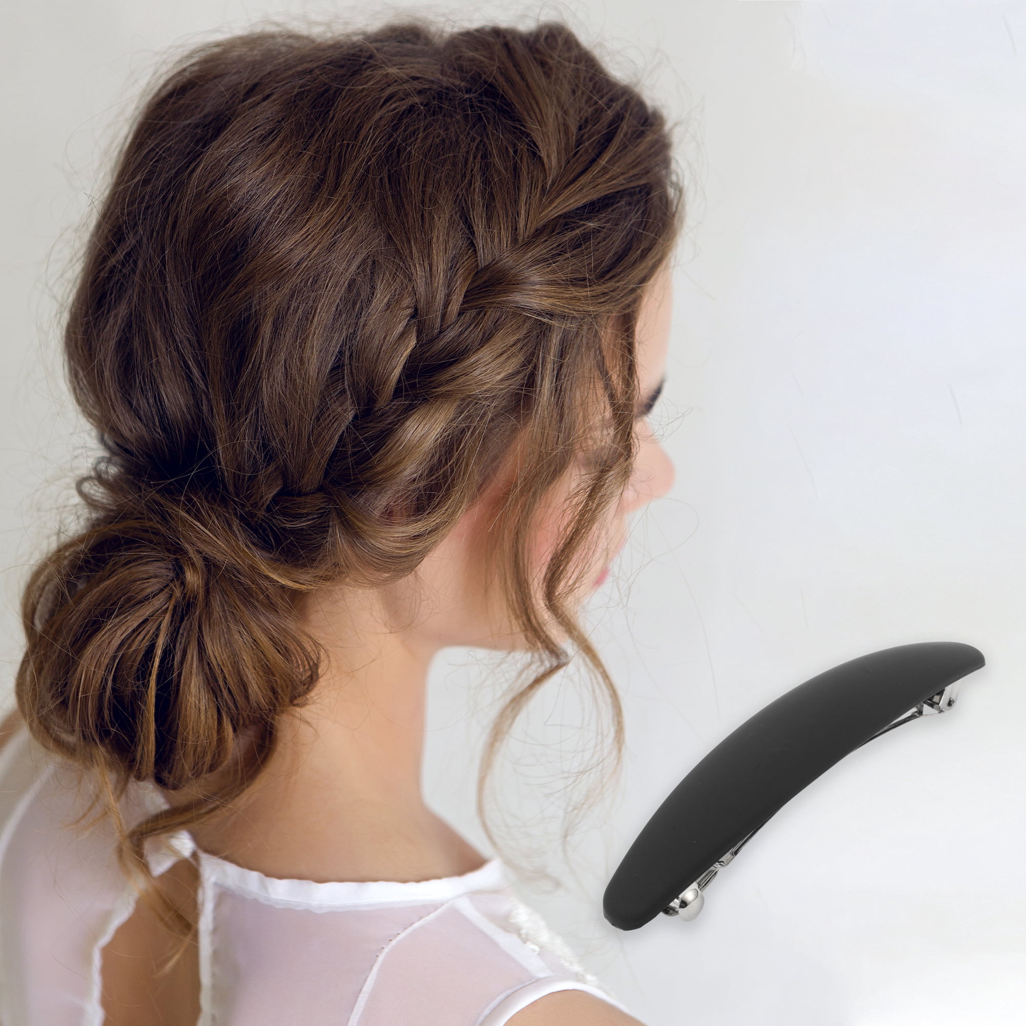 Unique Bargains Elegant Classic Oval Shape Hair Clips Hairdo Clips Black 4.13"x0.87"x0.71"
