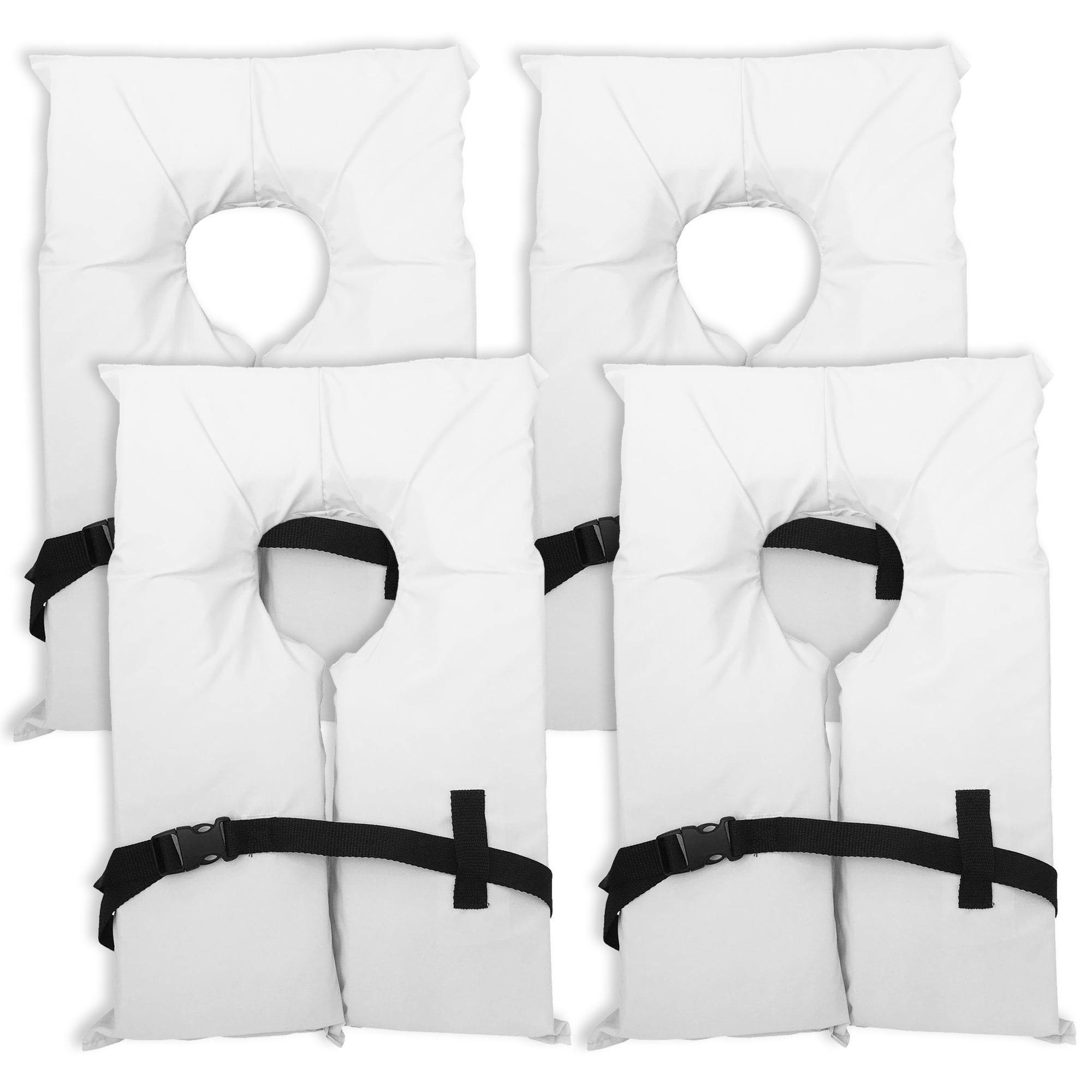 4 Pack Type II White Life Jacket Vest Adult Universal Boating PFD