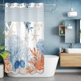 thumbnail image 2 of Ocean Corals No Hook Shower Curtain with Snap in Liner Summer Beach Coral Sea Stars Waterproof Bathroom Shower Curtain with See Through Top Window for Bathtub 36" x 72", 2 of 9
