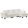 thumbnail image 2 of HOMCOM Sectional Sofa, L Shaped Couch with Deep Seat, Movable Ottoman and Pillow-top Armrests, Beige, 2 of 9