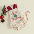 thumbnail image 6 of Xyant My First Christmas Baby Boy Girl Outfit Embroidered Sleeveless Corduroy Romper Overalls Newborn Infant Winter Clothes,Size 3-6 Months, 6 of 7