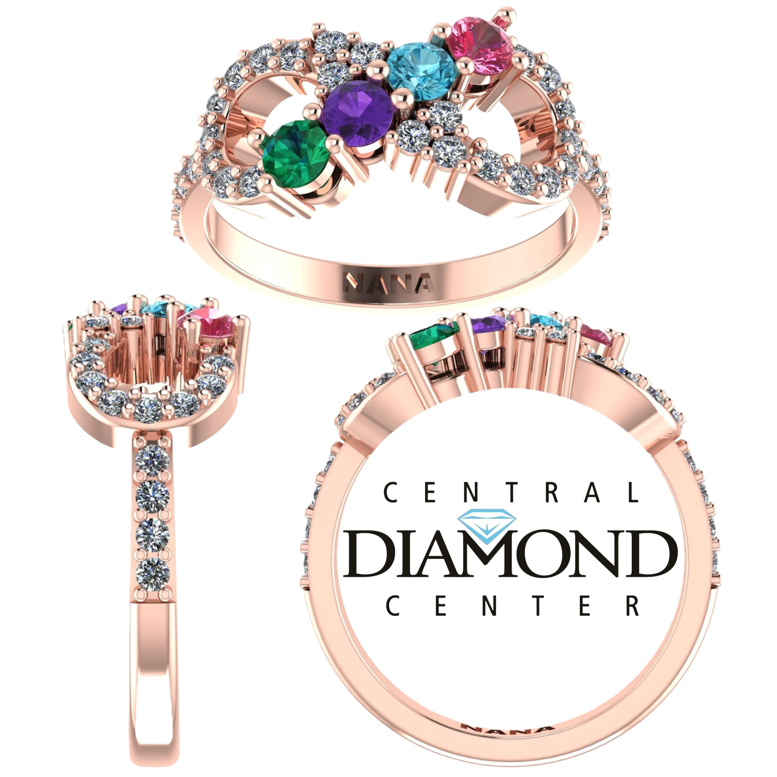 Nana Infinity Exquisite Mothers Ring 1-6 Stone Mothers Day Gift for Women-10k Rose-Size 10 Stone 4
