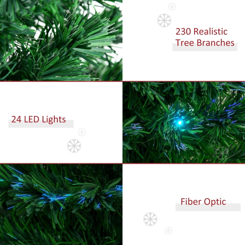 Alvantor Christmas Tree Pre-Lit Douglas Fir with 230 Tips, Fiber Optic & Multi-Color LED Lights 31.5"x31.5"x72" 6ft Green