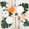 thumbnail image 4 of 100 Pcs Artificial Palm Leaves 7 Kinds Faux Tropical Monstera Leaves with Stems for Hawaiian Luau Party Jungle Beach Theme Party Table Leave Decorations A, 4 of 4