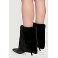 thumbnail image 3 of Women's Trendy Faux Fur Slanted Kitten Heel Pointed Toe Booties, 3 of 3