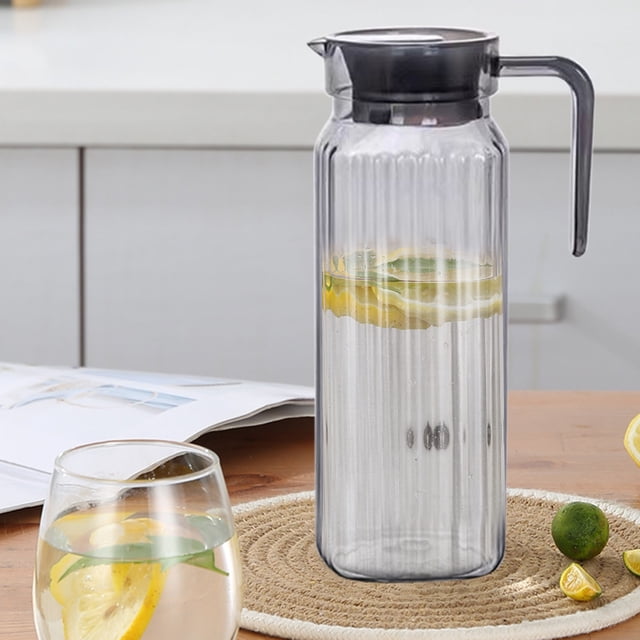Birdeem Plastic Water Pitcher, Beverage Dispenser with Push Lid, Refrigerator Fit Pitcher Design, Large Capacity Cold and Hot Drink Container, Dishwasher Safe for Home and Restaurant Use