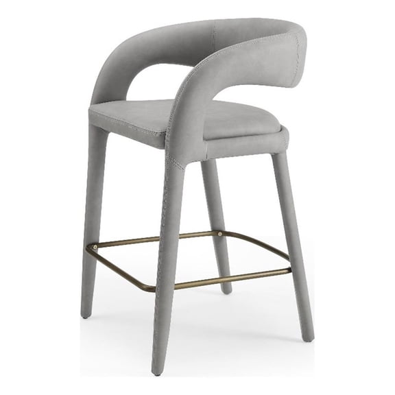 Modrest Faerron Modern Leatherette Upholstered Counter Chair in Gray