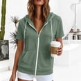 thumbnail image 5 of WRFWUL Womens Zip Up Short Sleeve Hoodies Open Front Fall Hooded Pullover Sweatshirt with Pockets, 5 of 7