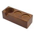 thumbnail image 4 of Soporte de madera para manipulación de café, estación de manipulación de café antideslizante de 3 orificios para cafeterías, hogar, restaurante, marrón, 4 of 8