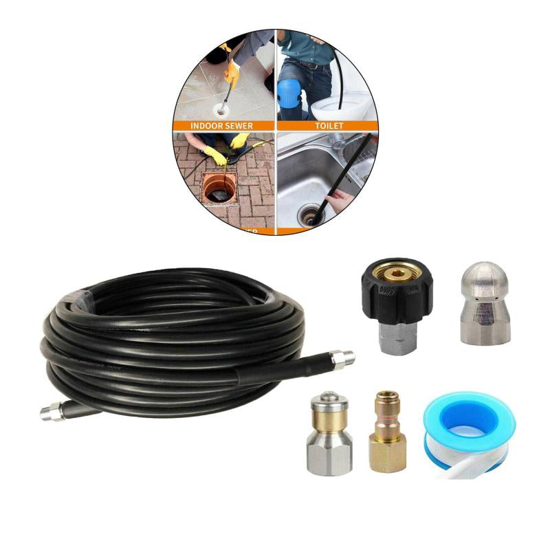 Sewer Jetter Kit 98FT 1/4'' NPT Drain Cleaning Hose for Pressure Washer 5800PSI 