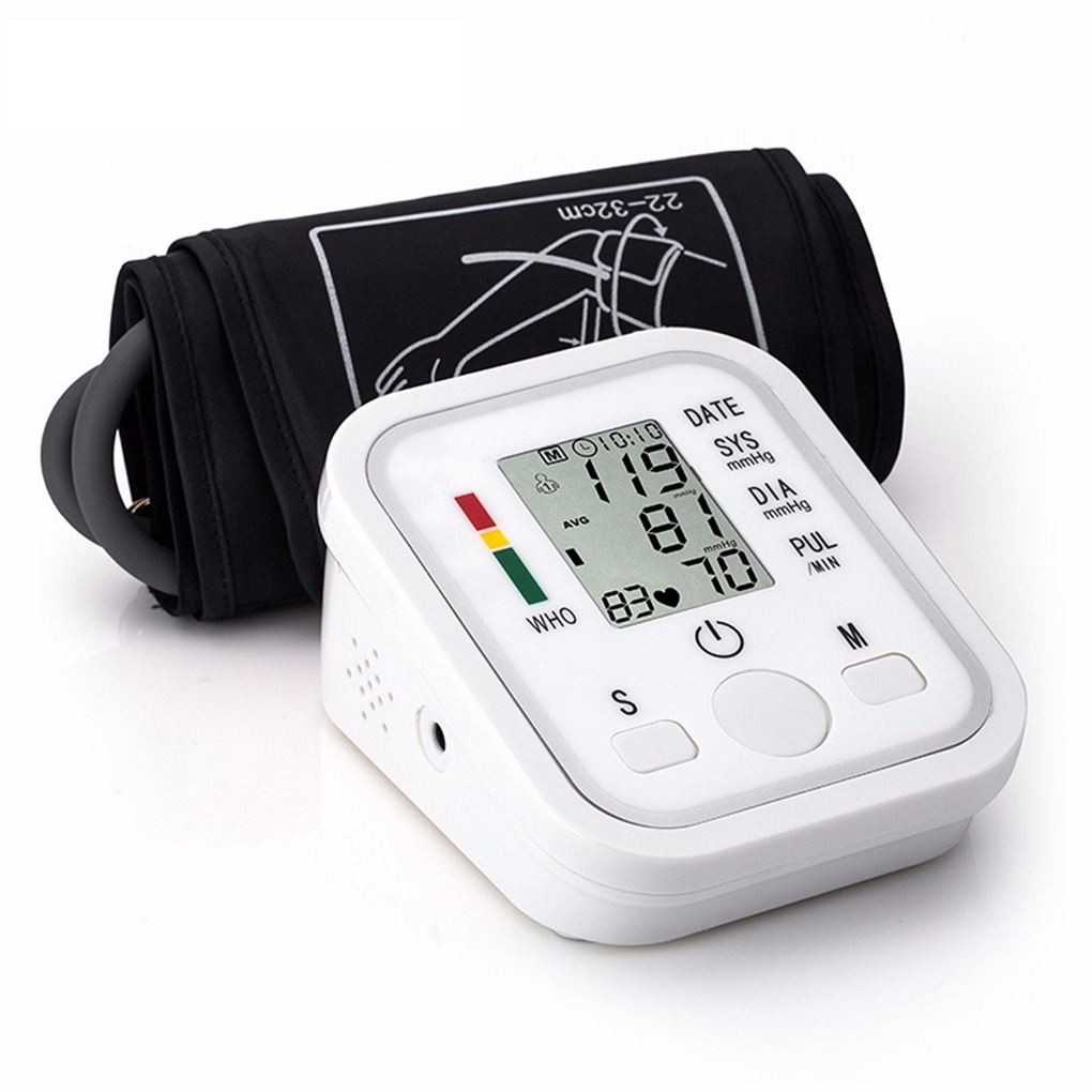 LCD Display Upper Arm Blood Pressure Monitor Meter Digital Voice Pressure Tester