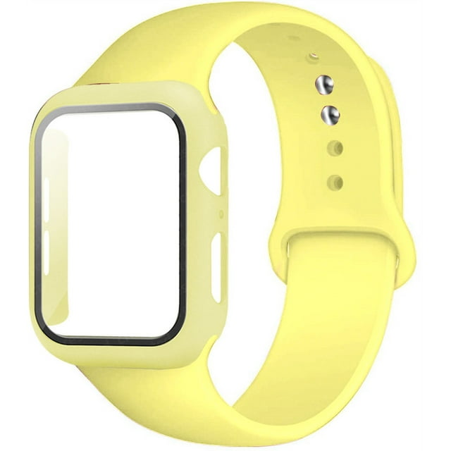 Case+ Strap For Apple Watch Band 44mm 40mm 38mm 42mm Silicone Wristbands with PC Screen Protector Cover iWatch 3 4 5 6 SE