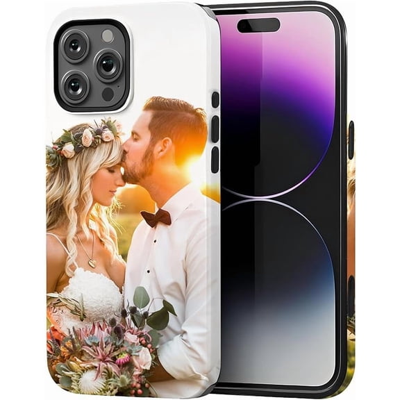 MUKO Custom Pictures Phone Case for iPhone 16/15/14/13/12/11 Pro Max Mini, Personalized Phone Cases, Customized Photo Black Liquid Silicone Soft Gel Rubber Cover for Birthday Friends Family