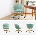 thumbnail image 2 of Vanity Makeup Desk Chair Velvet Shell Backrest Home Office Chair Upholstered Swivel Adjustable Gold Metal Base Bedroom Sage, 2 of 7