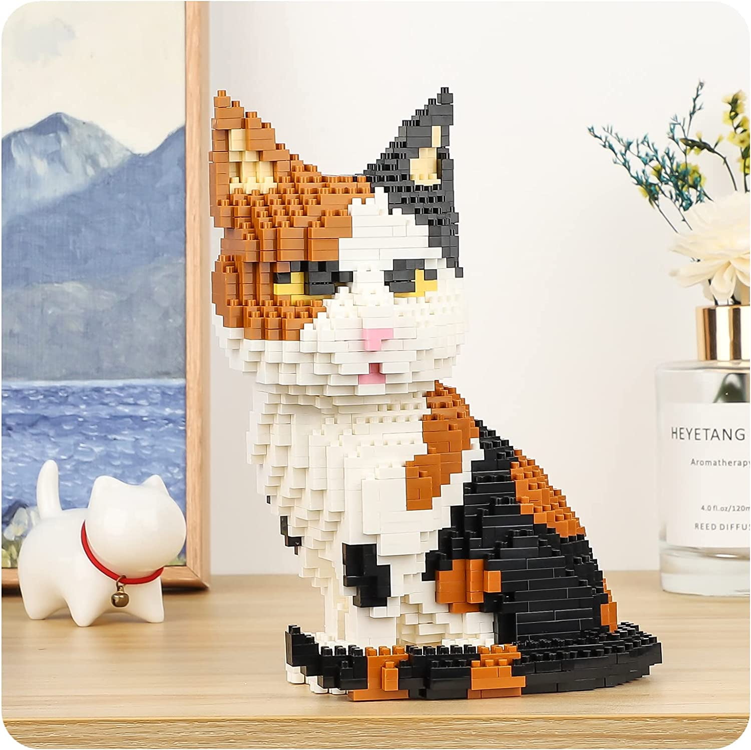 NICKSUN Cartoon Cat Building Blocks for Kids, Mini 3D Tabby Cat Bricks Gift Toy Model Educational Toys Gifts(1300Pcs)