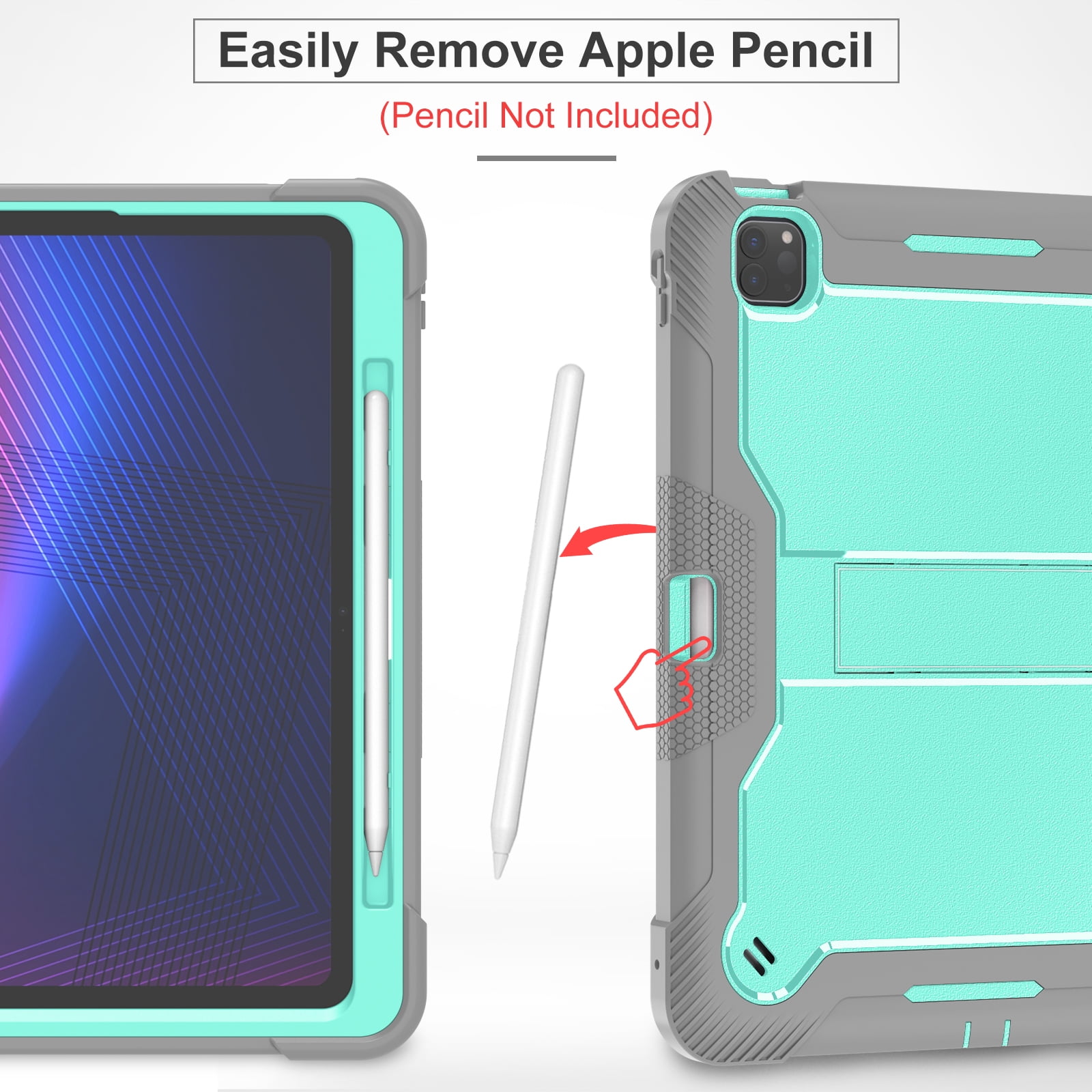Dteck Case for iPad Pro 13 inch 2024,Heavy Duty Case 3 Layer Protection Shockproof Protective Cover Built-in Pencil Holder Kickstand for iPad Pro 13-in. (M4) 2024,Green