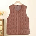 thumbnail image 2 of CUZIBR Women Fall Sweater Elegant Quilted Sleeveless Jacket Thermal Wool Lined Floral Print Zipper Up V-Neck Outerwear Vest Winter Clothing Dressy Casual Soft,Coffee,Xxl, 2 of 3