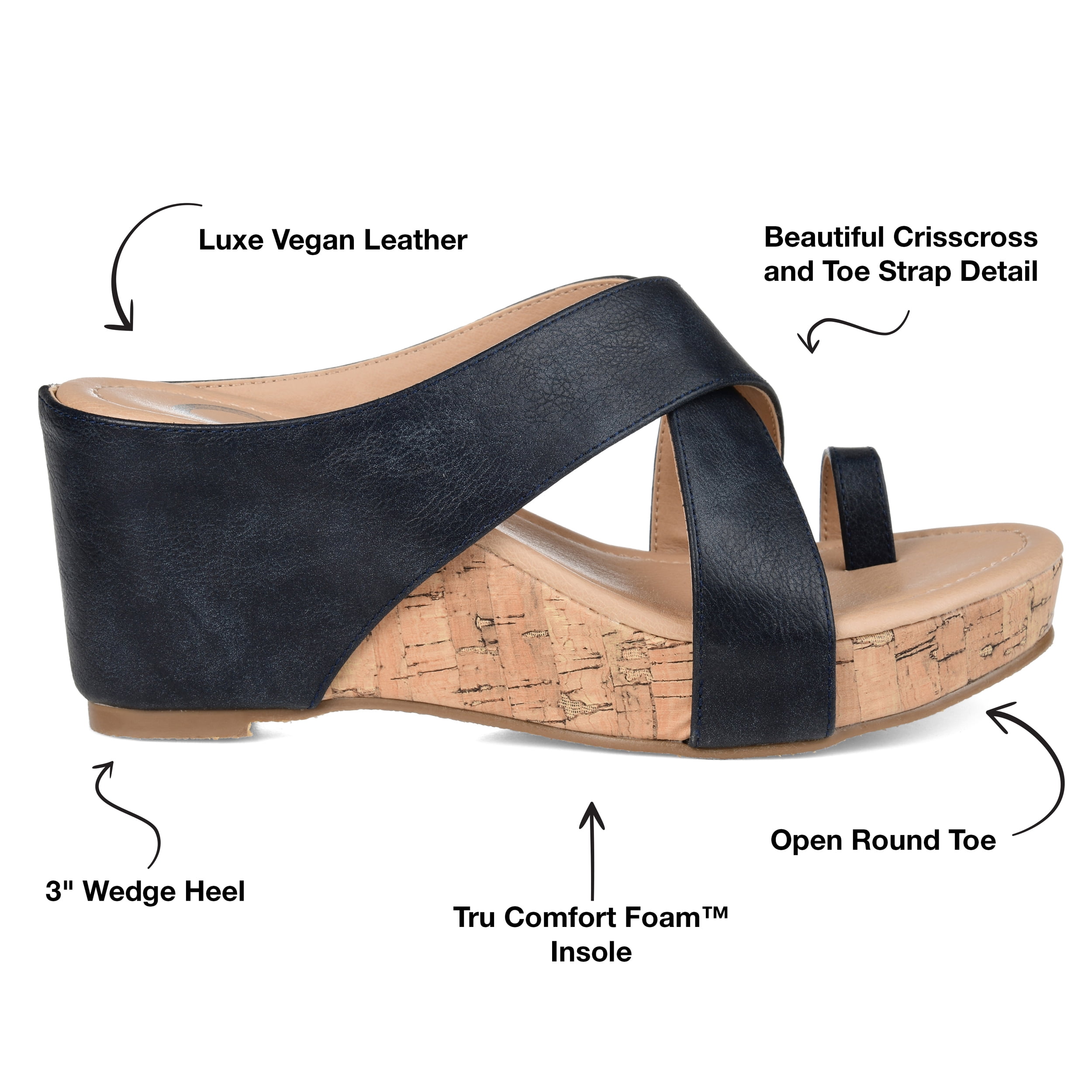 Journee Womens Rayna Wedge Heel Slip On Sandals