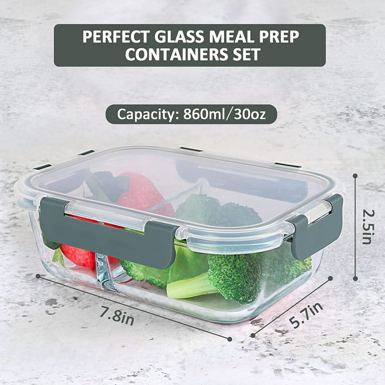 8-Pack,29 Oz]Glass Meal Prep Containers 2 Compartments, Airtight Glass Lunch  Bento Boxes with Lids, Glass Food Storage Containers, BPA-Free, Microwave,  Oven, Freezer and Dishwasher Friendly 