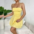 thumbnail image 4 of Women White Graduation Dress Summer Sleeveless Backless Y2k Elegant Formal College Party Flowy Mini Short Dress A Line Fit and Flare Cami Dress Yellow,L, 4 of 4