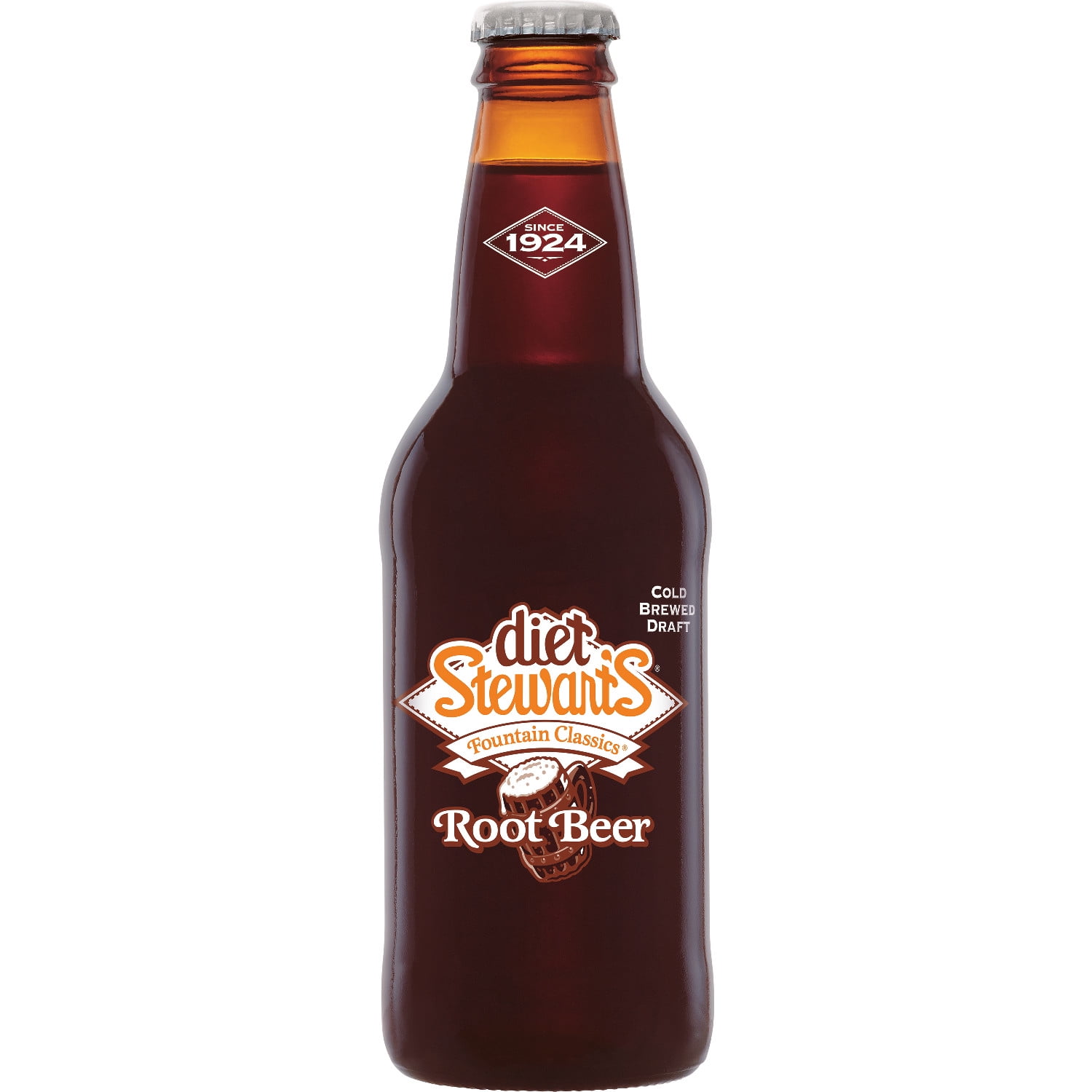 Diet Stewart's Root Beer Soda, 12 fl oz glass bottles, 4 Pack