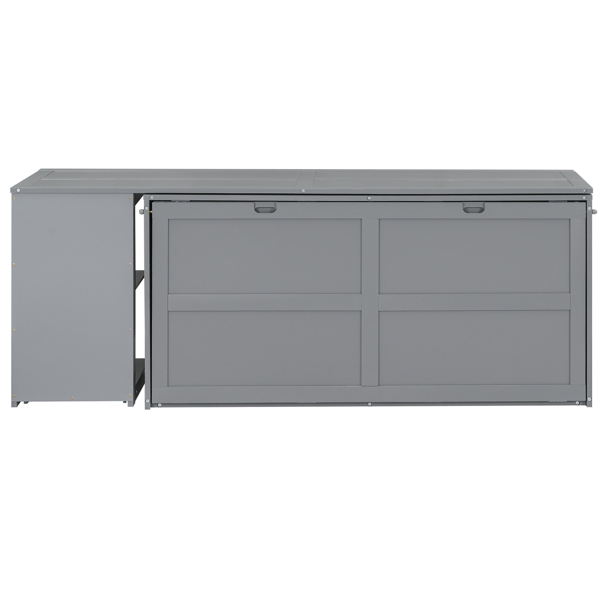 Euroco Queen Size Murphy Bed with Movable Desk, Gray