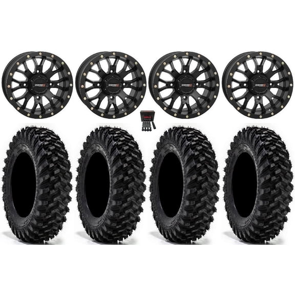 System 3 ST-3 14" Wheels Black 34" Warrior XT Tires Sportsman RZR Ranger