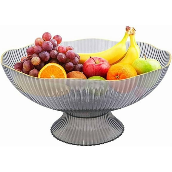 Veggie Tray, Home Drain Veggie Tray, Pedestal Home Decor Dessert Fruit Snacks Candy Veggies Basket Bowl for Kitchen Table Living Room Coffee Table Centerpiece Home Decor(Grey)