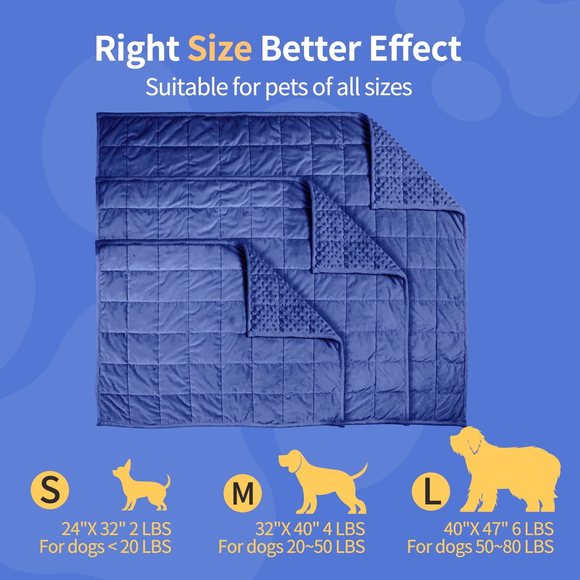 Weighted Blanket For Pets | Thunder Dogs Anxiety Premium Soft Minky Relaxation & Calming Anti Used In Car  Bed Couch Dark Blue Washable Medium (32"x40")