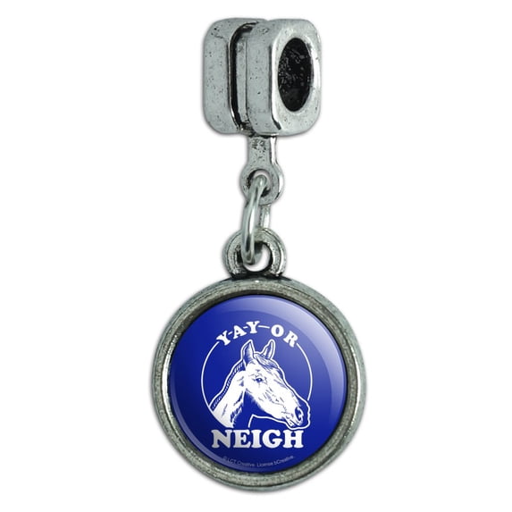 Yay Or Neigh Nay Horse Funny Humor Italian European Style Bracelet Charm Bead