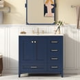 thumbnail image 3 of 36'' Bathroom Vanity with Sink Combo Set, Modern Bathroom Cabinet with 4 Drawers, Freestanding Wood Bathroom Vanity Set with Solid Wood Feet,  Blue, 3 of 9